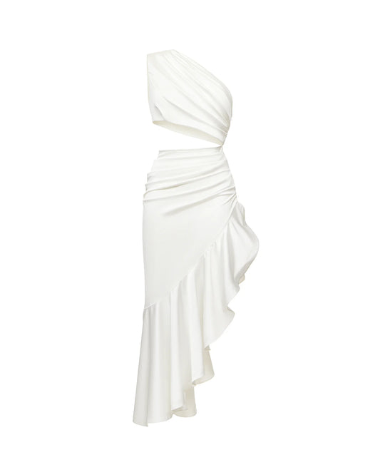 Asymmetrical Dress with Statement Ruffled Skirt